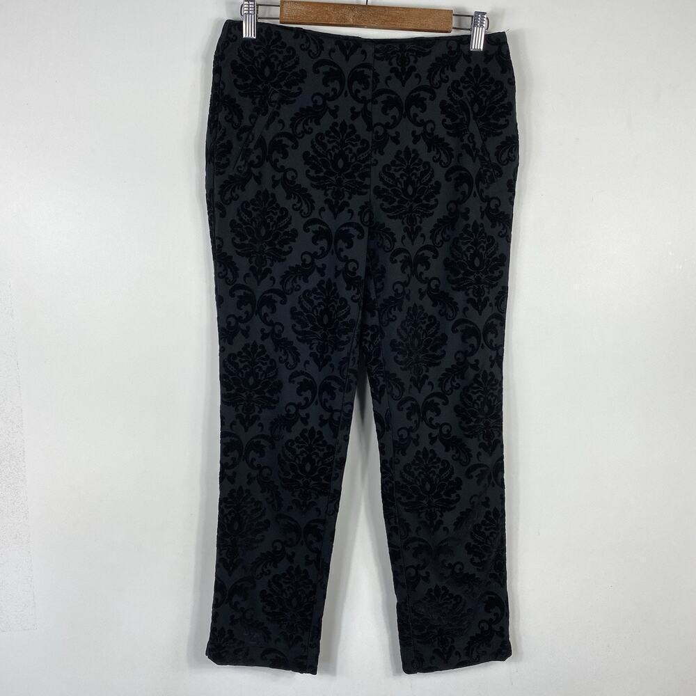 Chico's Sz Small 4 0 Fabulously Slimming Flocked Ponte Knit Pull On Ankle Pants